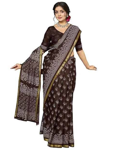 Siril Women'S Pure Cotton Saree | Printed Saree With Unstitched Blouse Piece